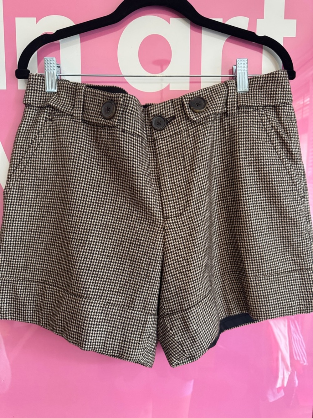 Banana Republic Brown Houndstooth High-Waist Shorts